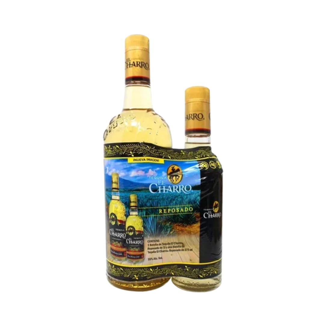 Paquete Tequila El Charro Reposado 1 L + 375 ml